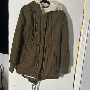 Olive Green Women's Parka Coat